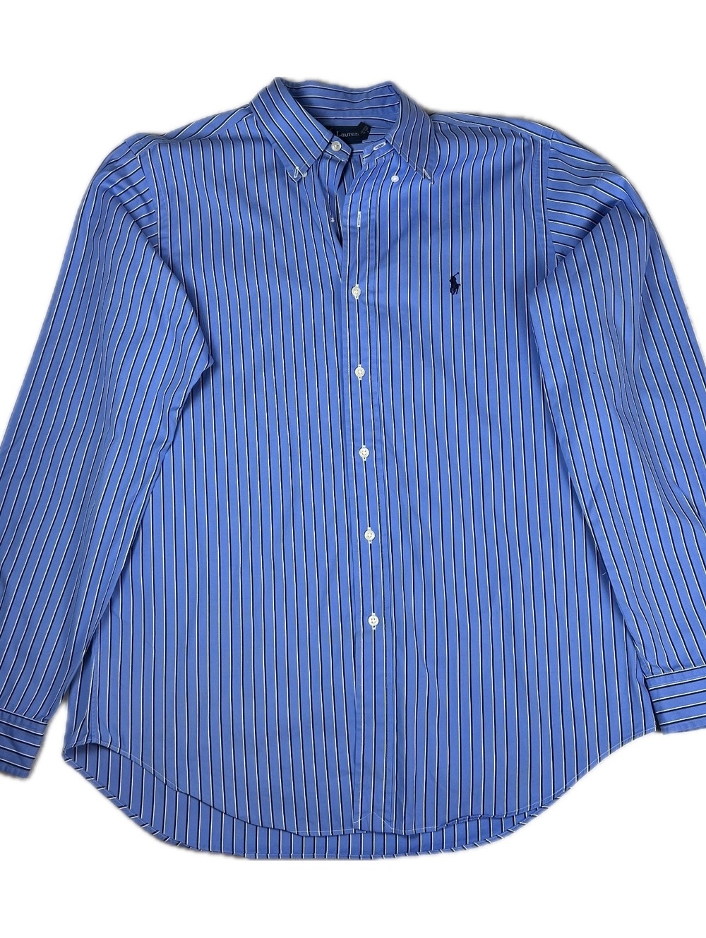 Ralph Lauren Classic Fit Blue Striped Button-Down Shirt Size L